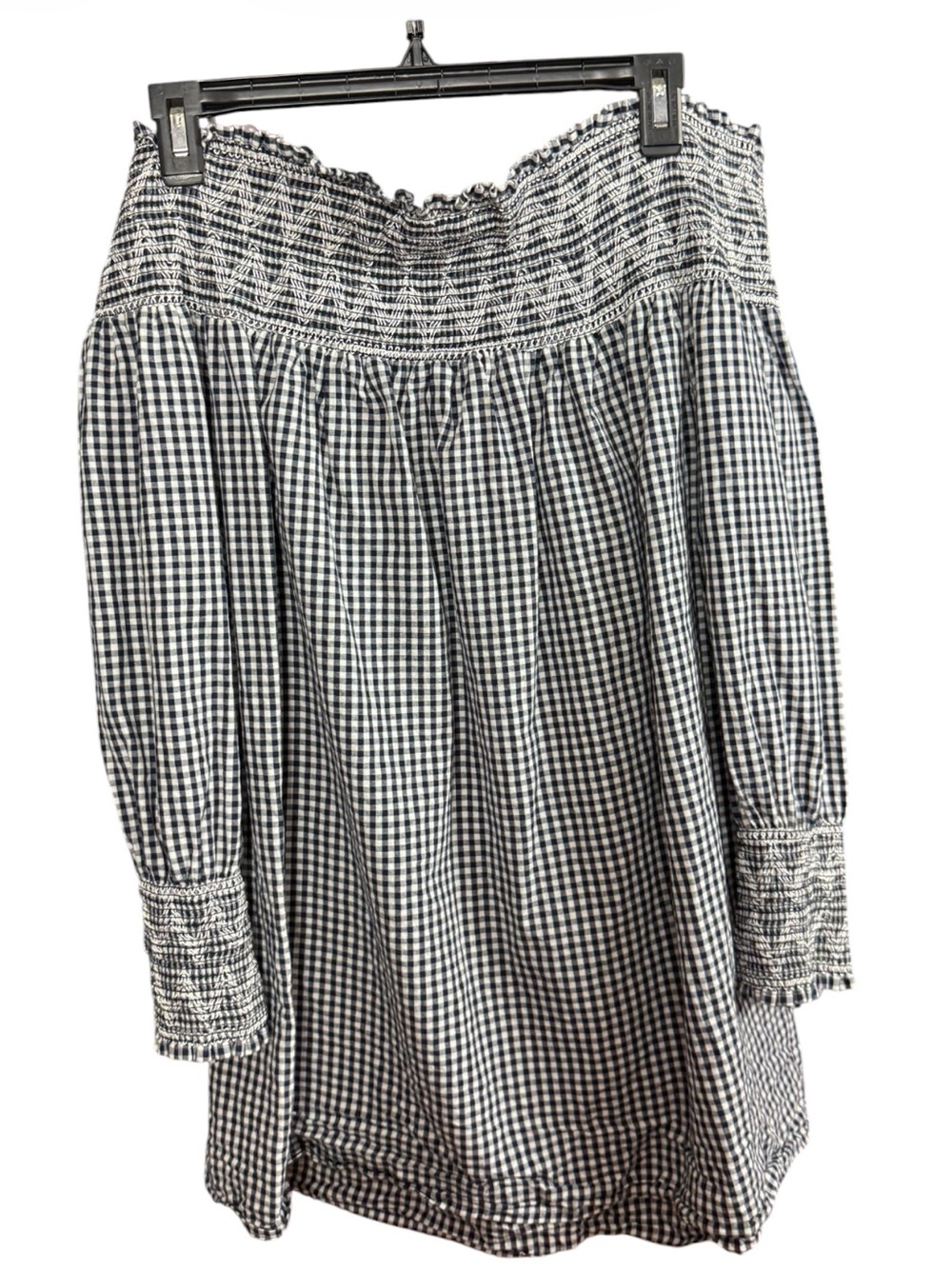 South Main Navy Gingham Off-The-Shoulder Top - XL - Like New